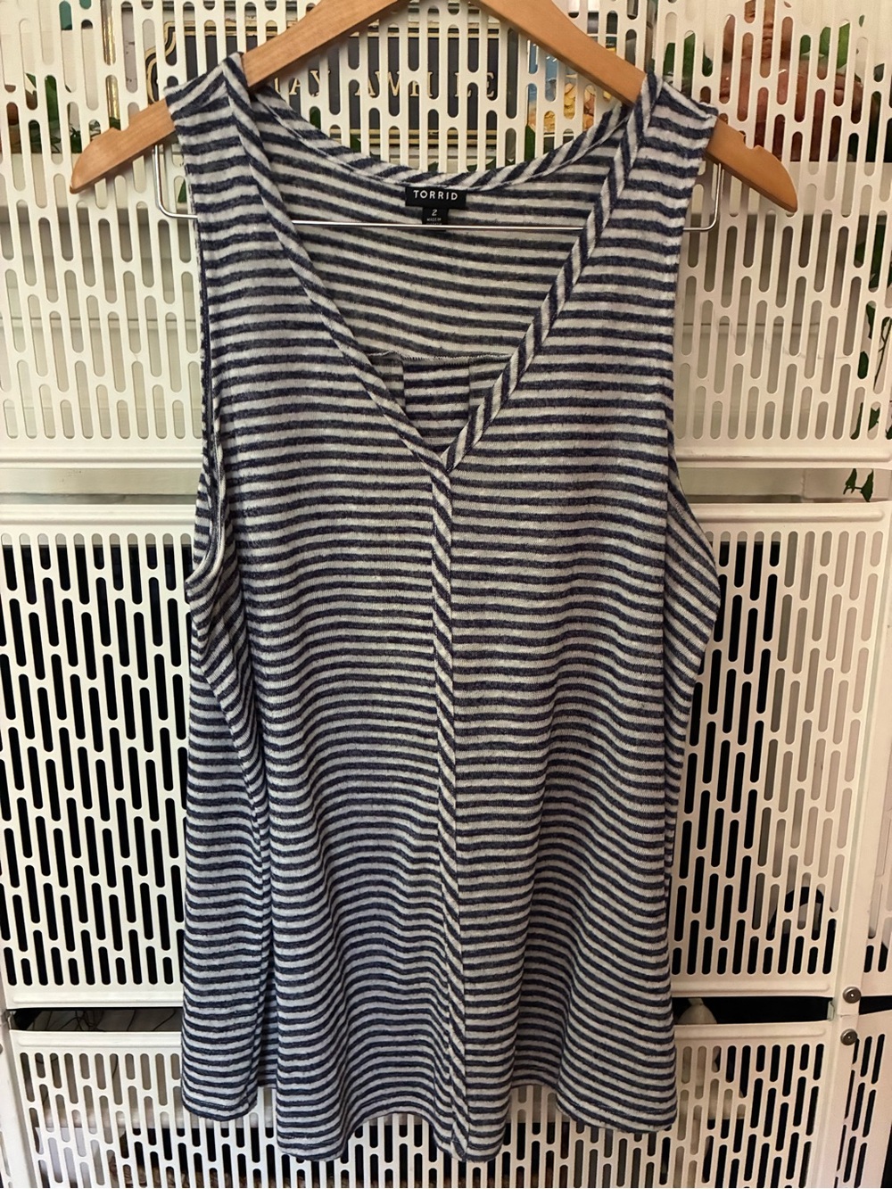 torrid Navy and White Striped V-Neck Tank